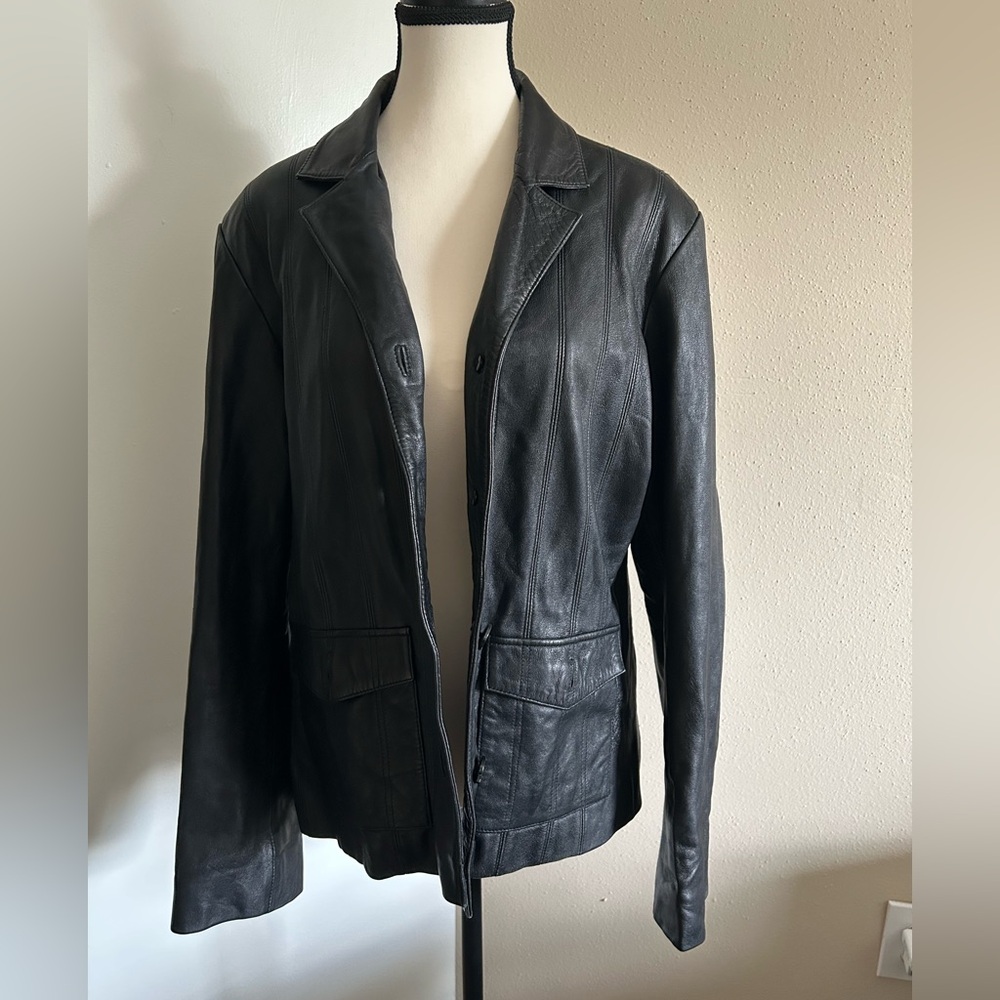 Massimo Black Leather Blazer